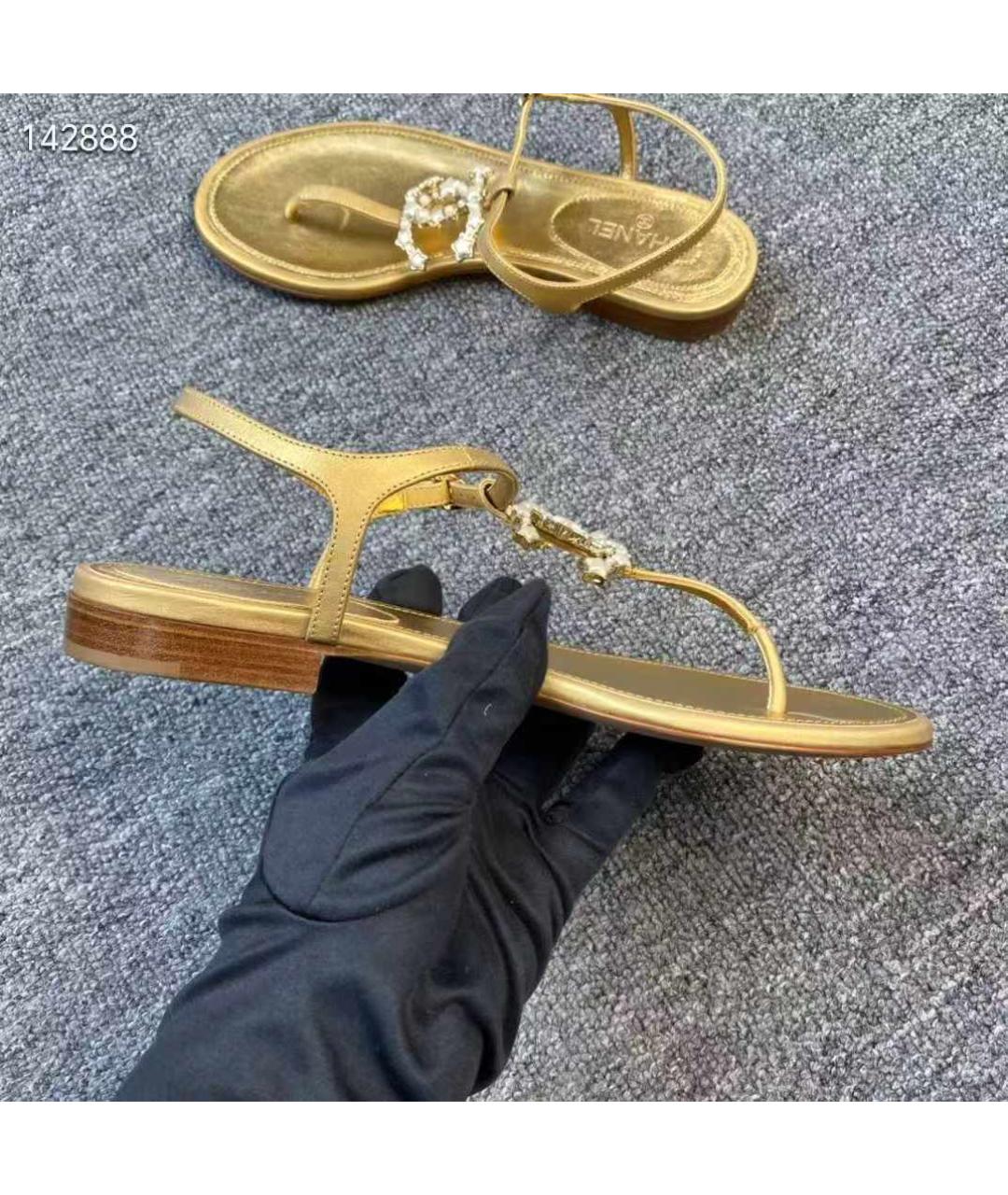 CHRISTIAN DIOR Золотые кожаные босоножки, фото 4