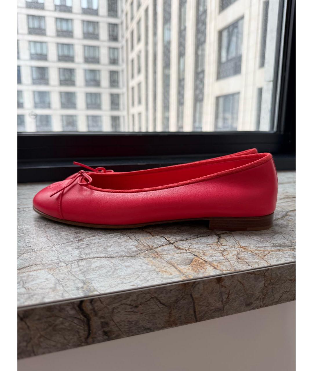 CHANEL Красные кожаные балетки, фото 7