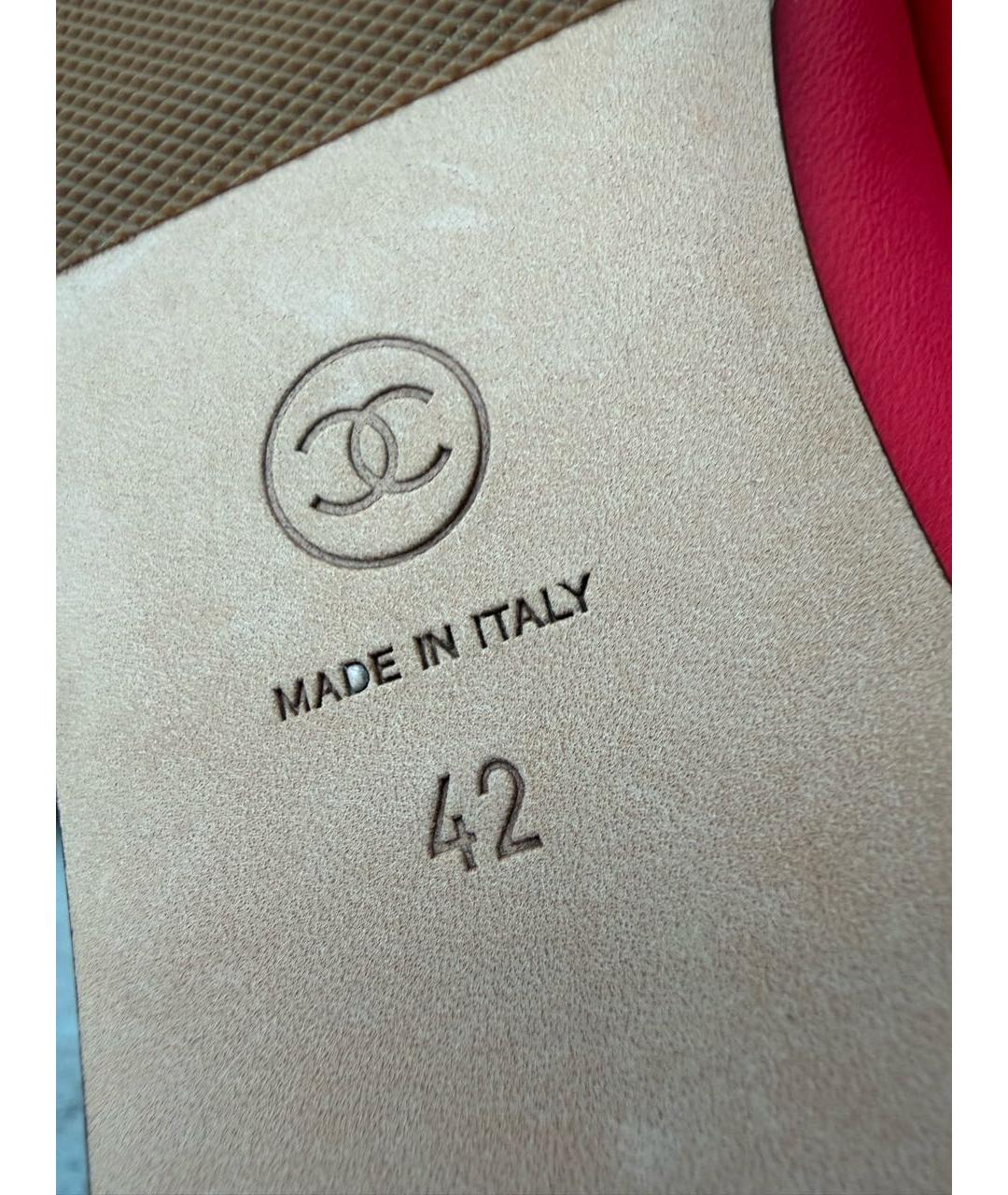 CHANEL Красные кожаные балетки, фото 6