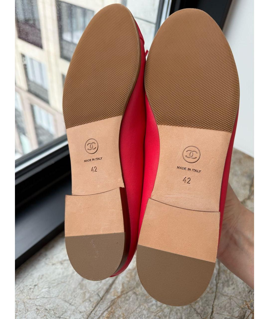 CHANEL Красные кожаные балетки, фото 5
