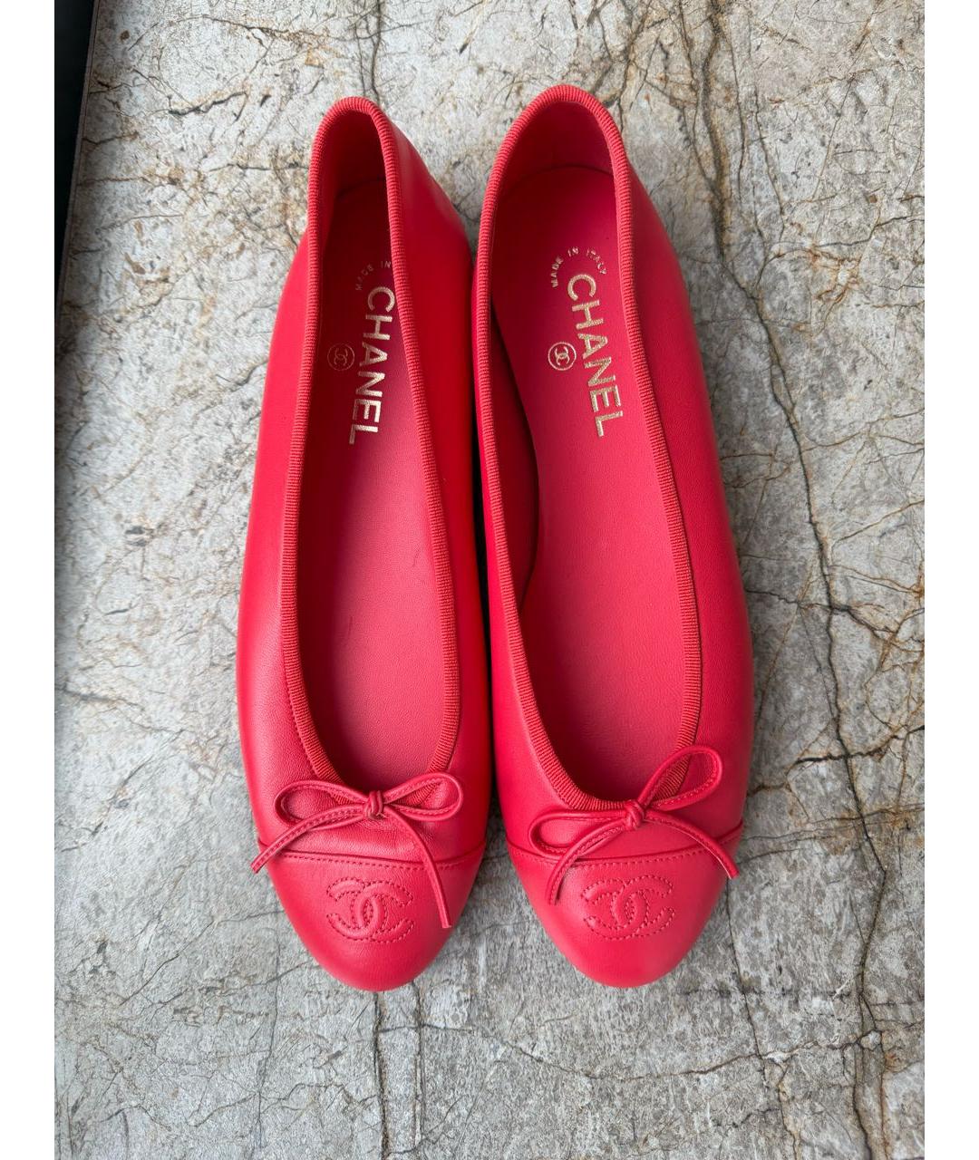 CHANEL Красные кожаные балетки, фото 3