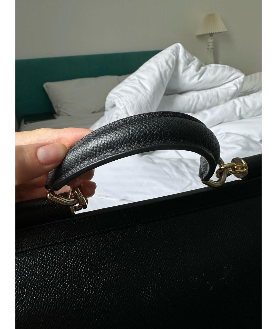 DOLCE&GABBANA Черная кожаная сумка с короткими ручками, фото 8