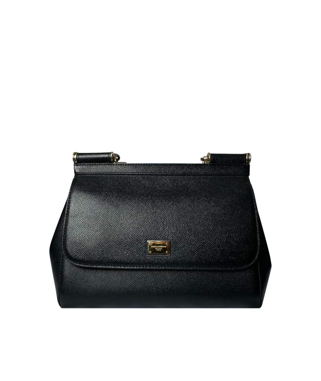 DOLCE&GABBANA Черная кожаная сумка с короткими ручками, фото 1