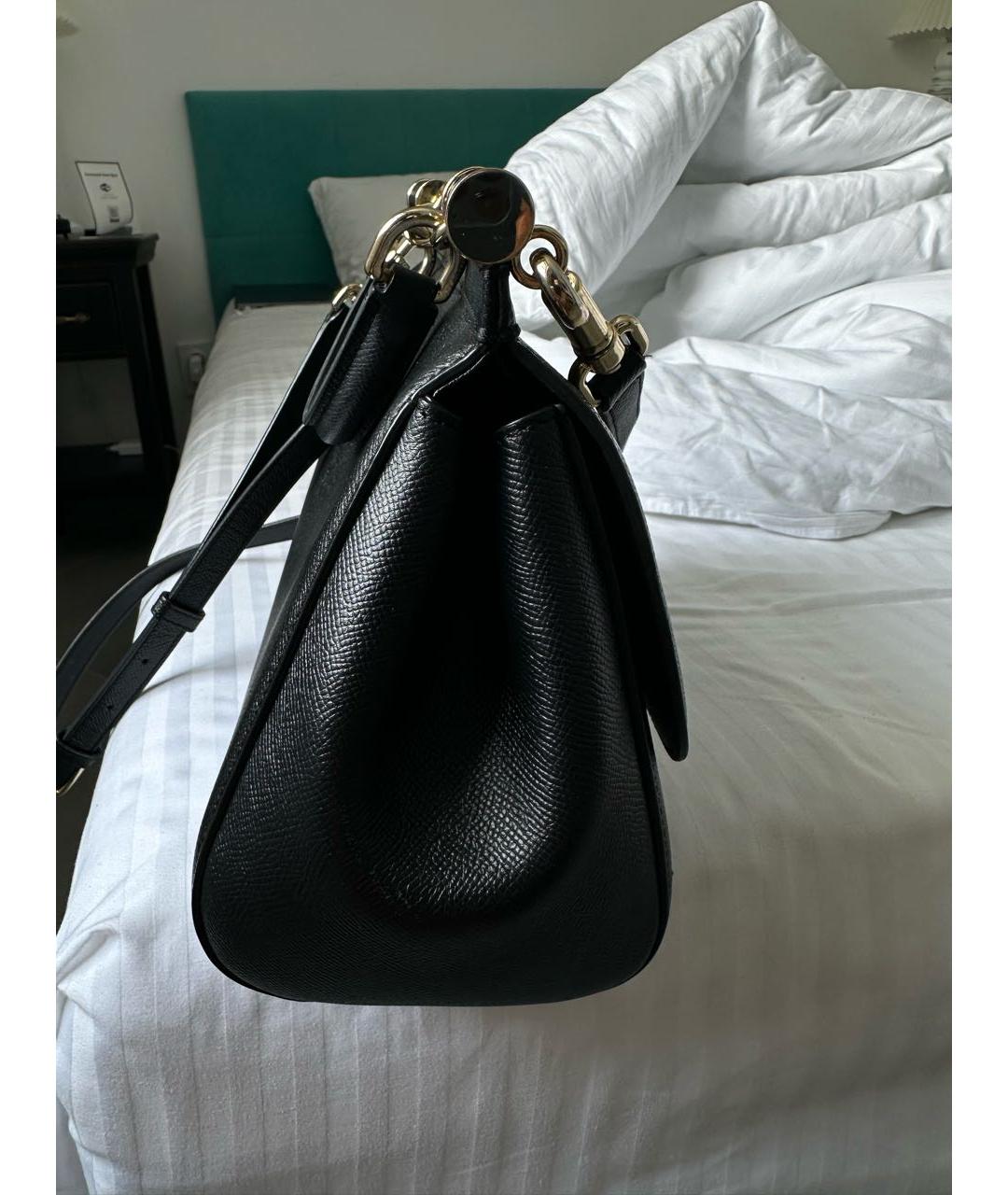 DOLCE&GABBANA Черная кожаная сумка с короткими ручками, фото 5