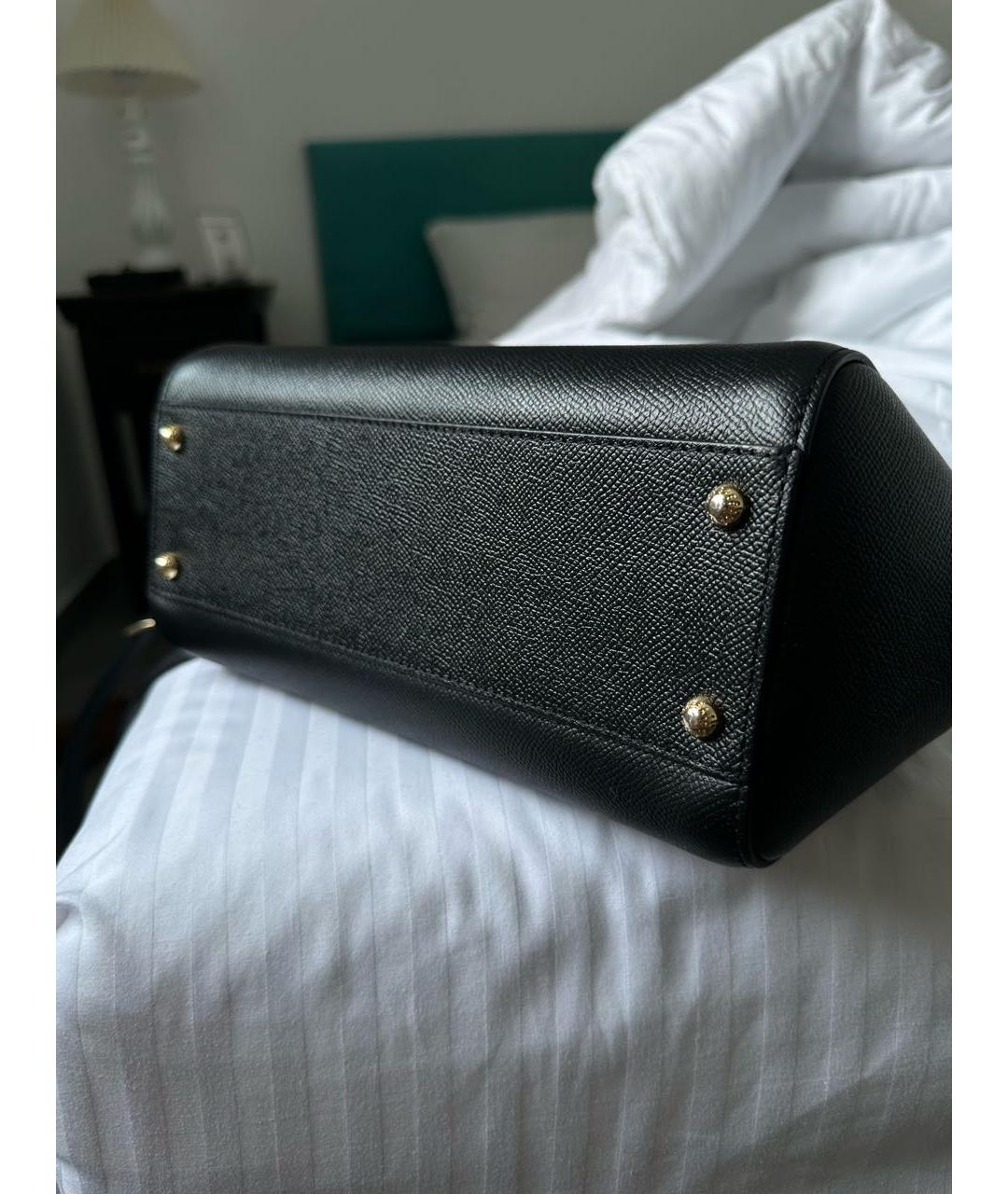 DOLCE&GABBANA Черная кожаная сумка с короткими ручками, фото 6