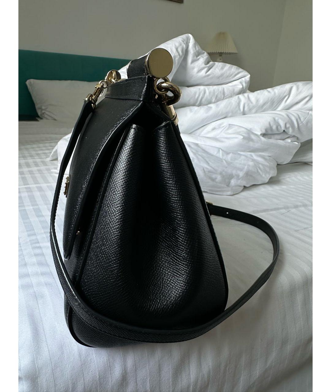 DOLCE&GABBANA Черная кожаная сумка с короткими ручками, фото 2