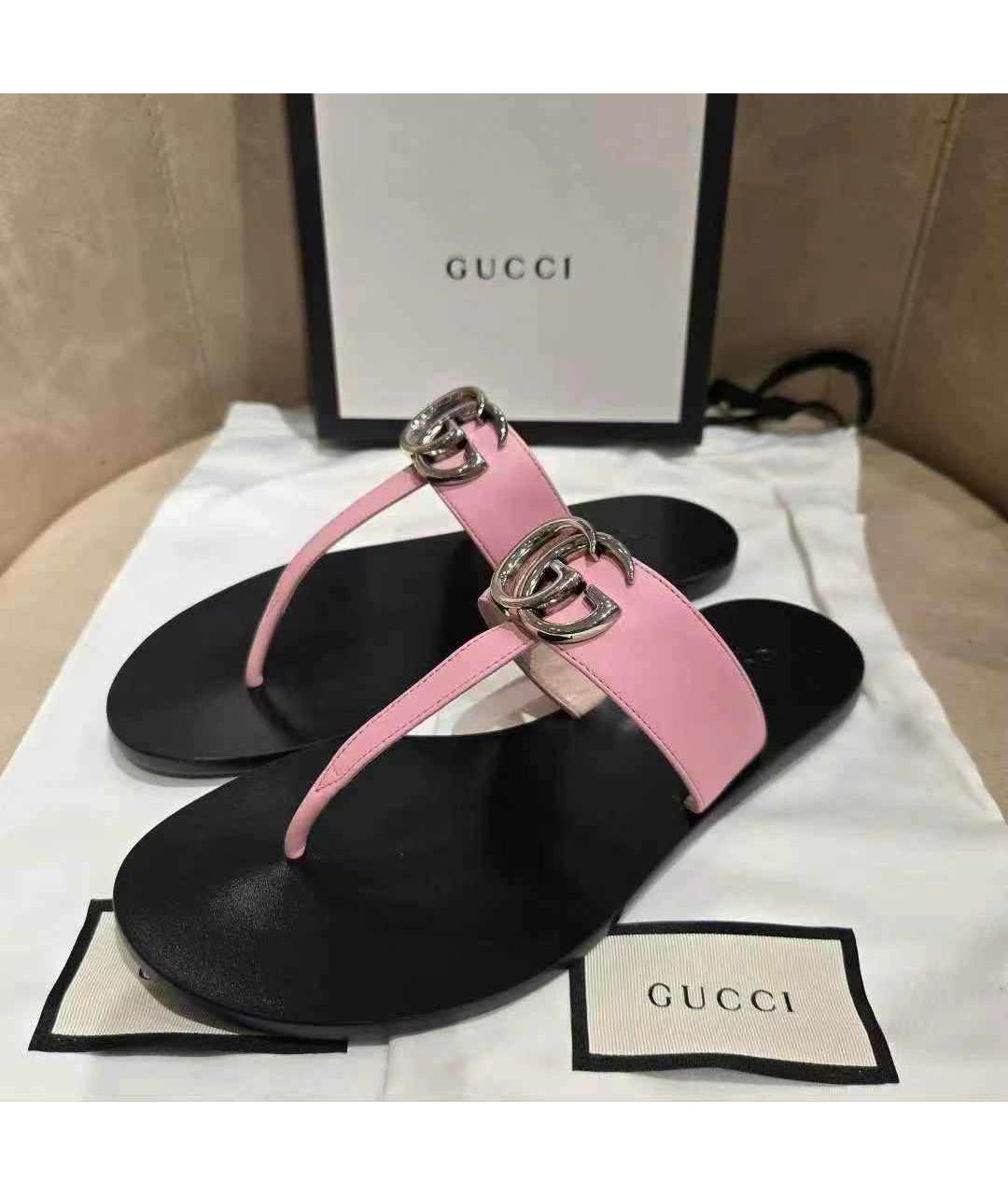 GUCCI Розовые кожаные босоножки, фото 7
