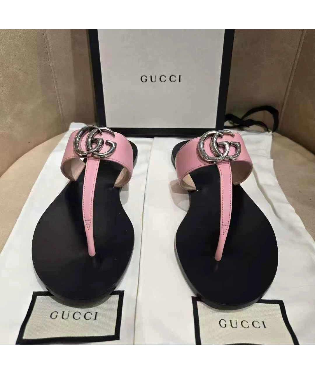 GUCCI Розовые кожаные босоножки, фото 3