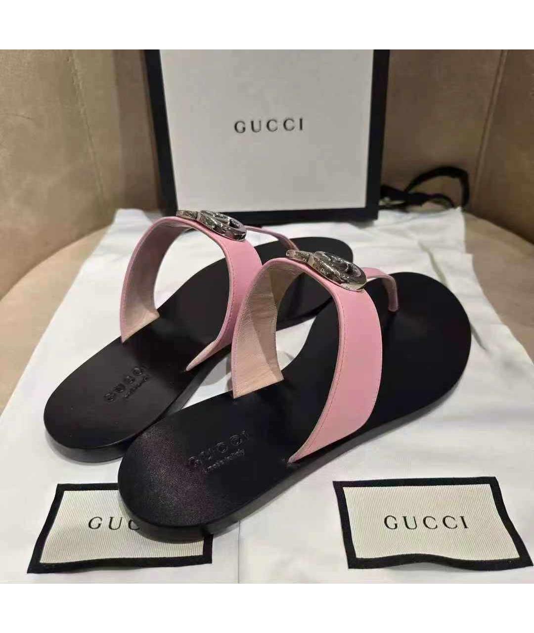 GUCCI Розовые кожаные босоножки, фото 5