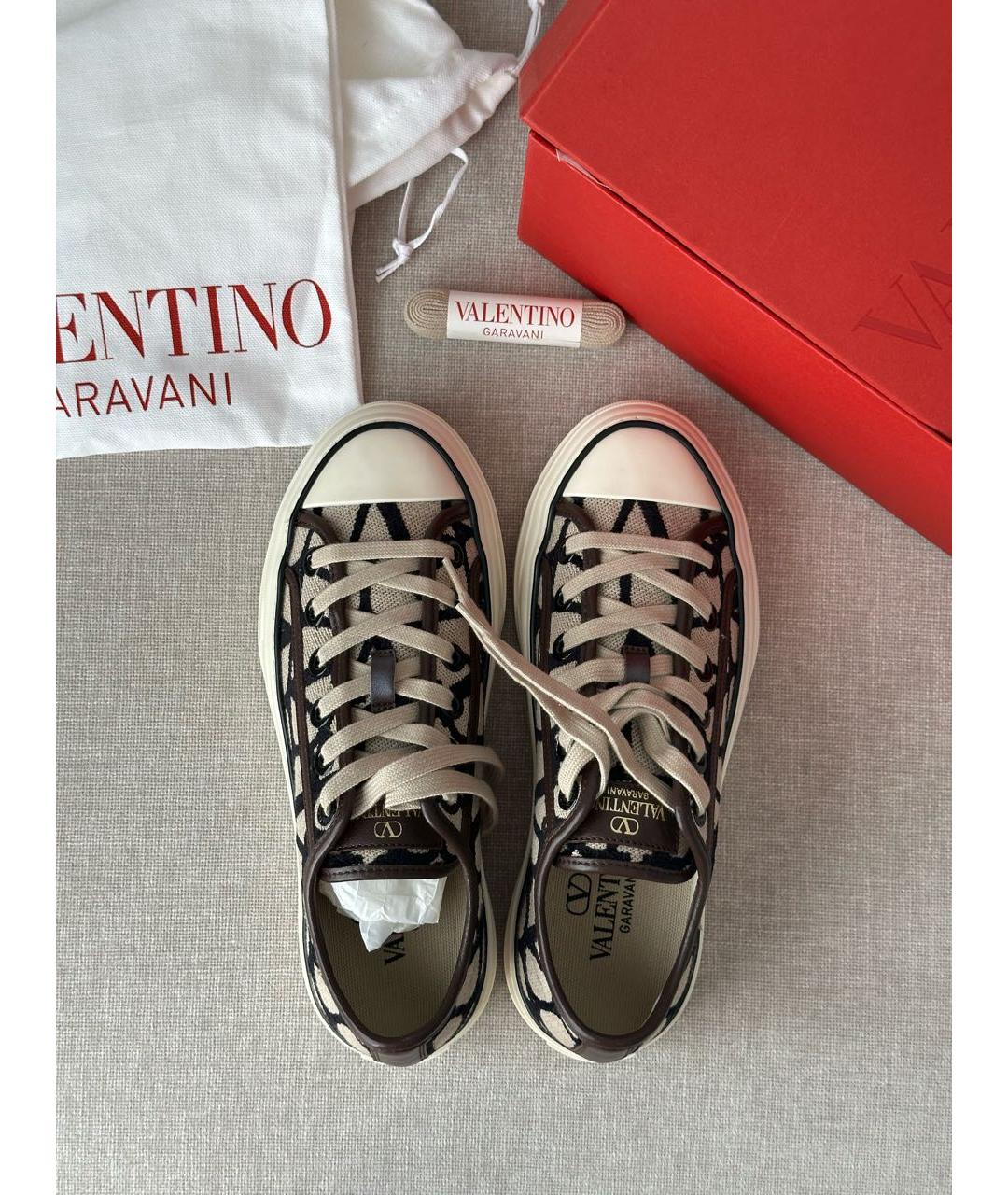 VALENTINO Бежевые текстильные кеды, фото 3