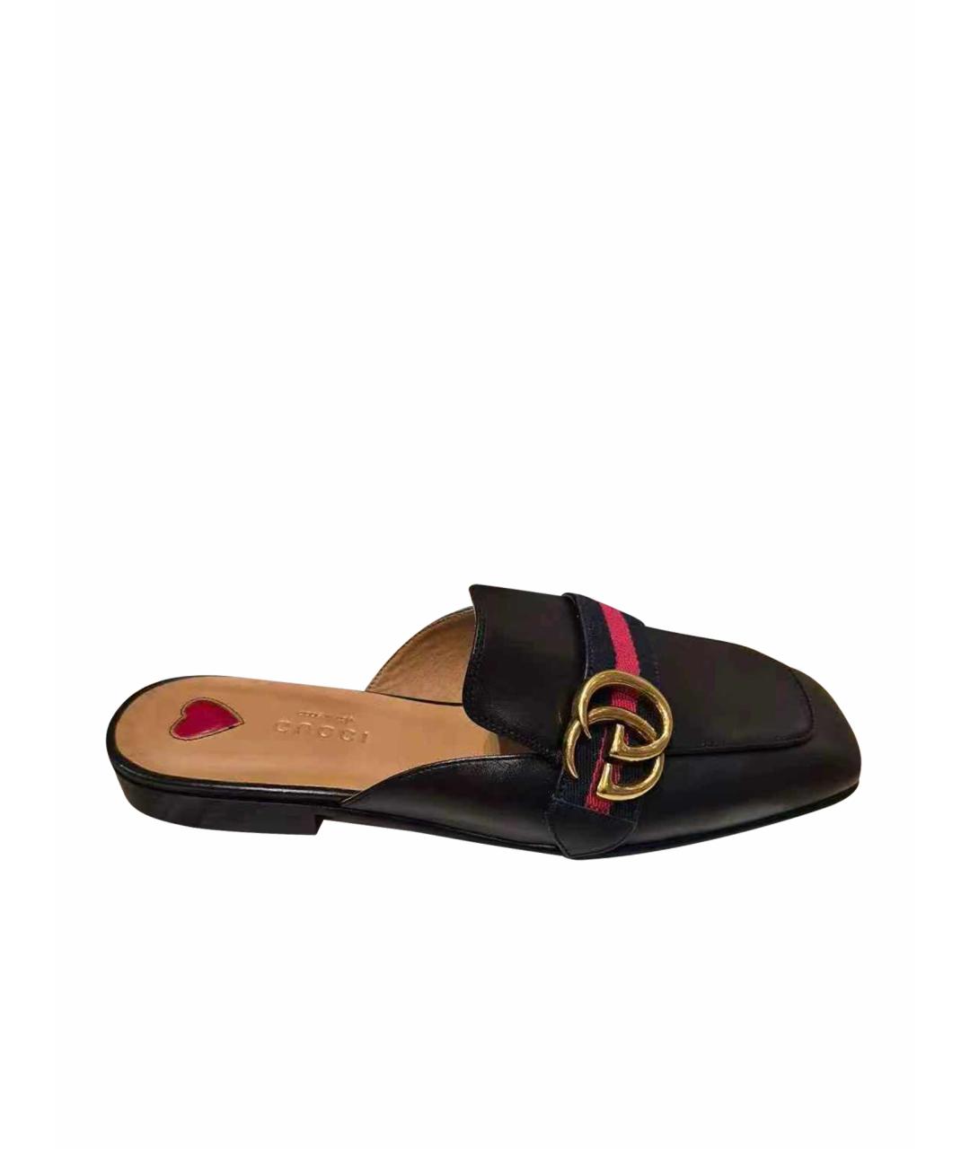 GUCCI Черные кожаные мокасины, фото 1