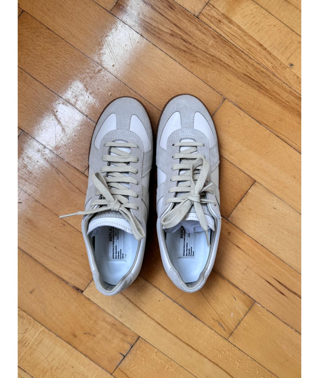 MAISON MARGIELA Белые кожаные кеды, фото 2