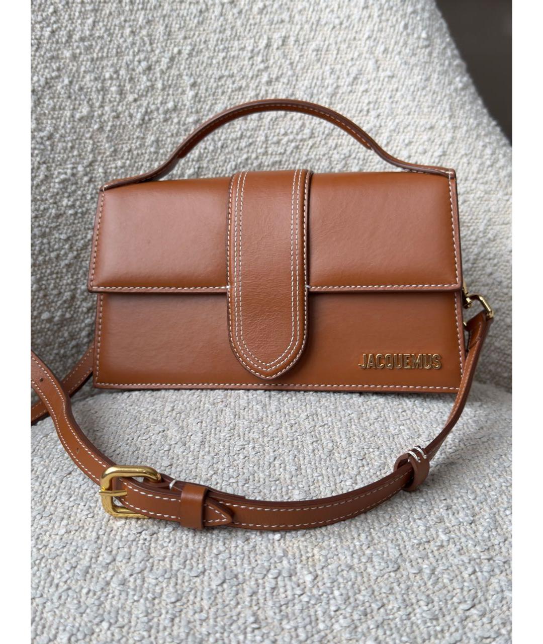 JACQUEMUS Коричневая кожаная сумка через плечо, фото 5