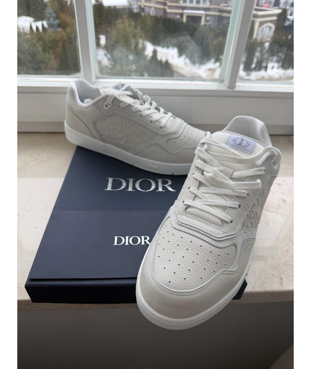 CHRISTIAN DIOR Бежевые кожаные низкие кроссовки / кеды, фото 3