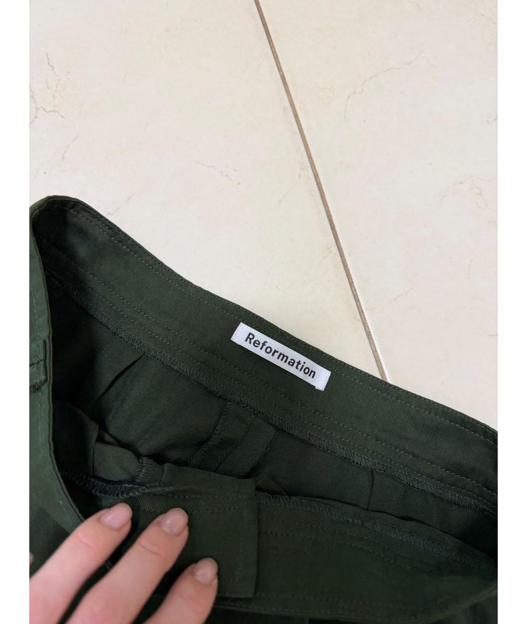 REFORMATION Зеленые брюки широкие, фото 4