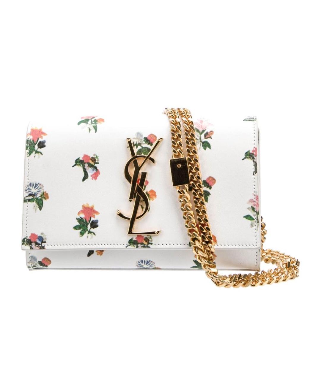 SAINT LAURENT Белая кожаная сумка через плечо, фото 5