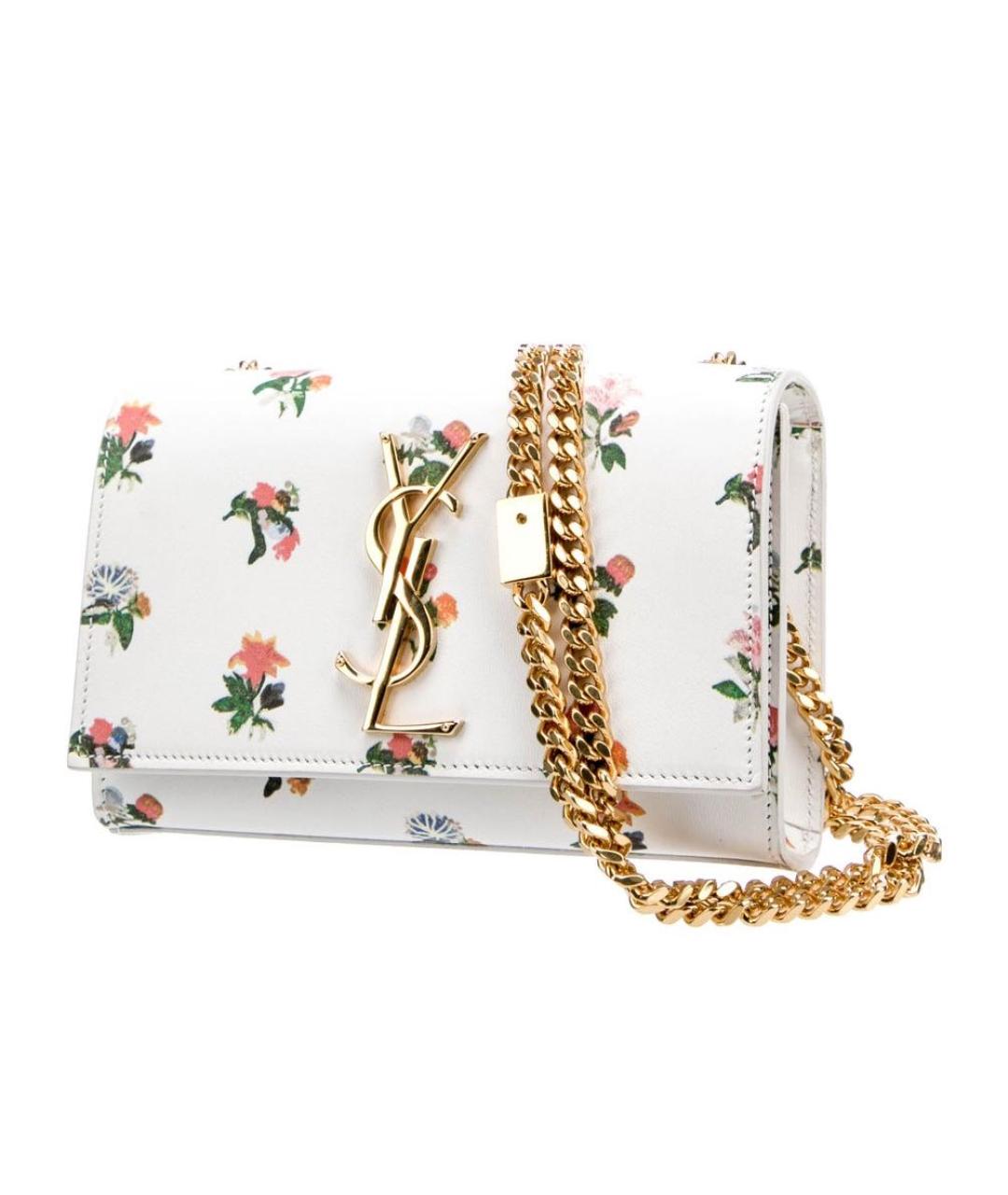 SAINT LAURENT Белая кожаная сумка через плечо, фото 2