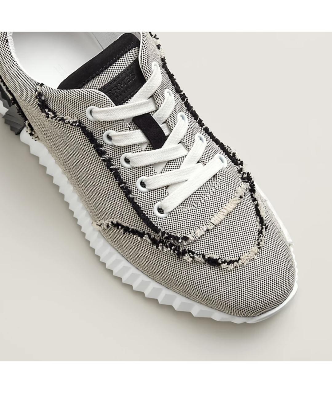 HERMES Бежевые текстильные кроссовки, фото 4