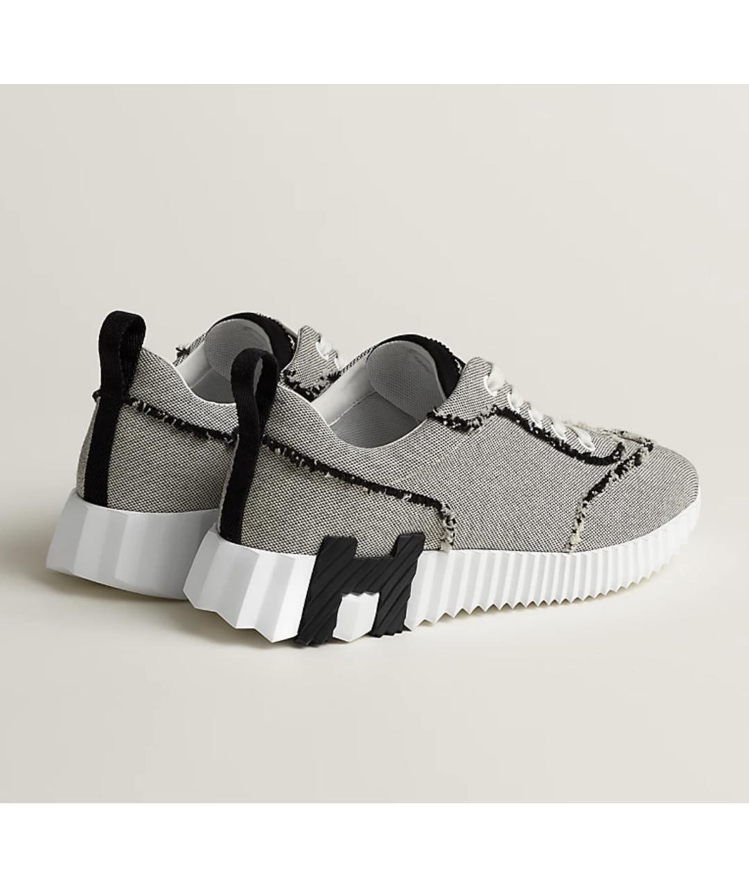 HERMES Бежевые текстильные кроссовки, фото 3