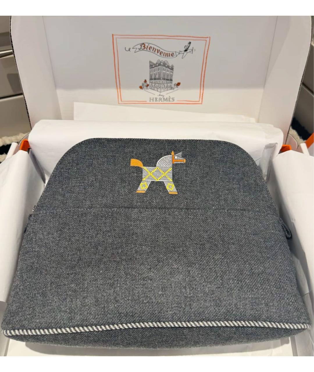 HERMES Серая косметичка, фото 5