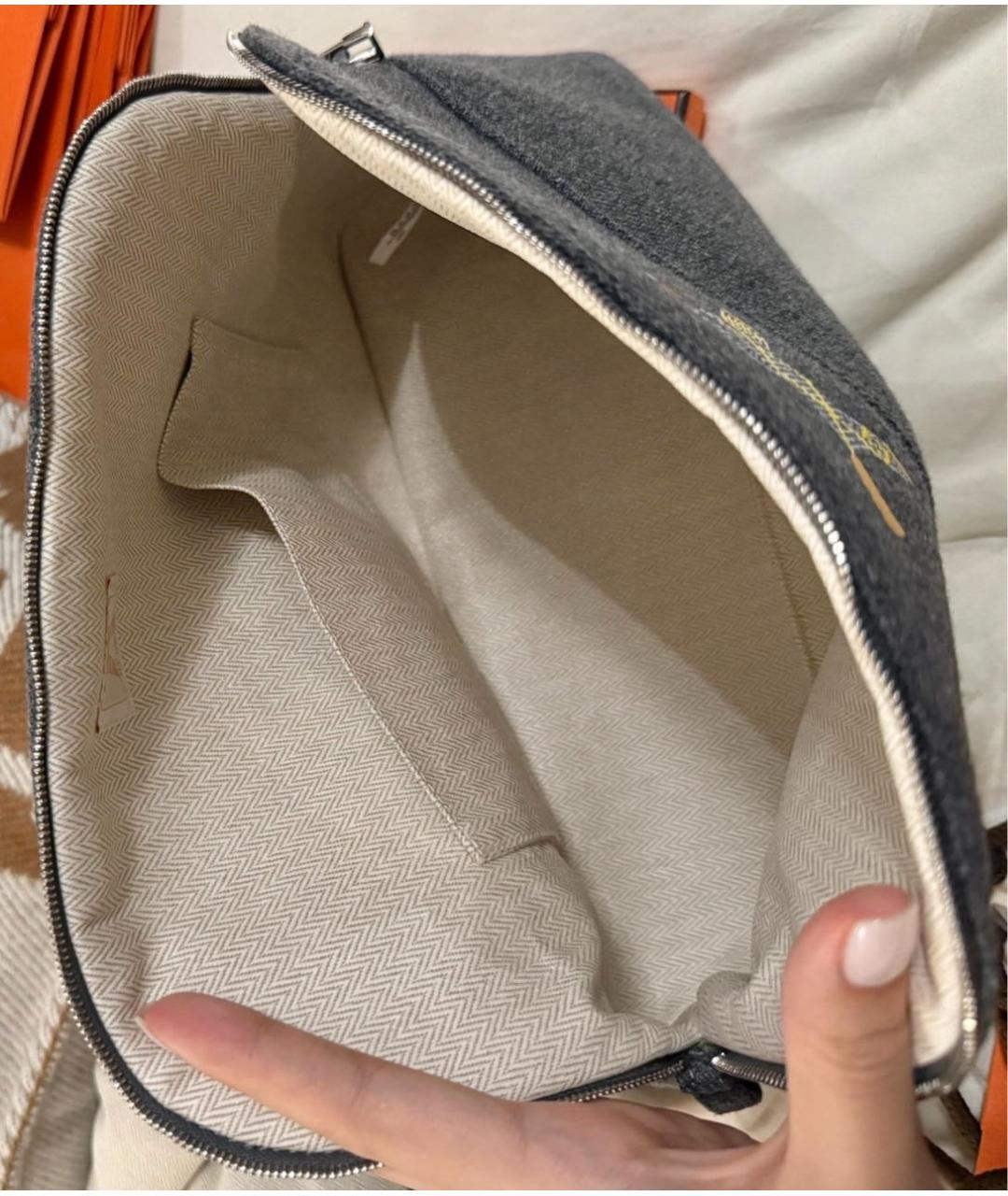 HERMES Серая косметичка, фото 7