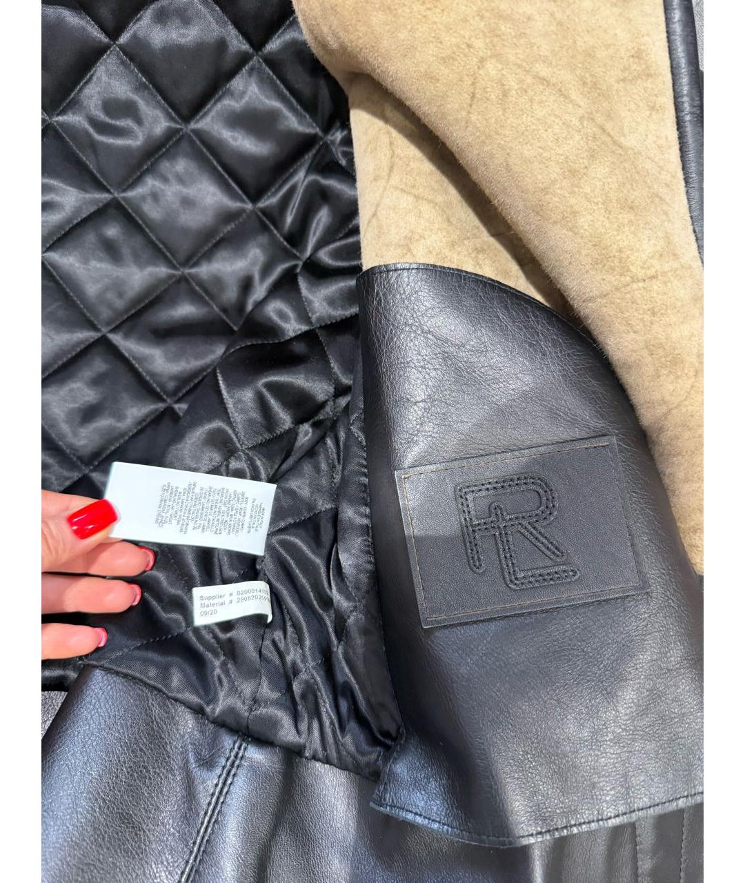 RALPH LAUREN PURPLE LABEL Черная кожаная дубленка, фото 5