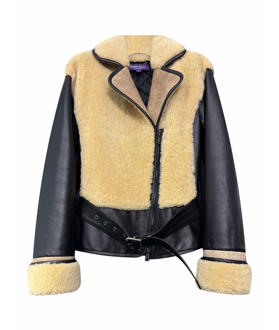 RALPH LAUREN PURPLE LABEL Черная кожаная дубленка, фото 1