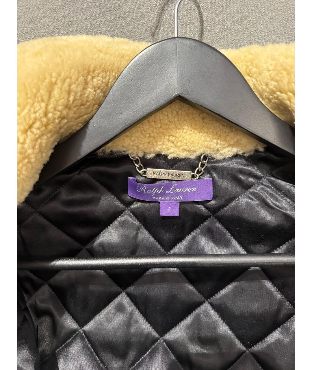 RALPH LAUREN PURPLE LABEL Черная кожаная дубленка, фото 4