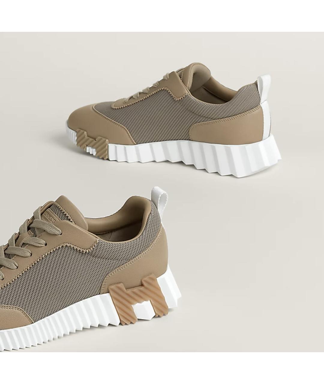 HERMES Коричневые кожаные кроссовки, фото 4