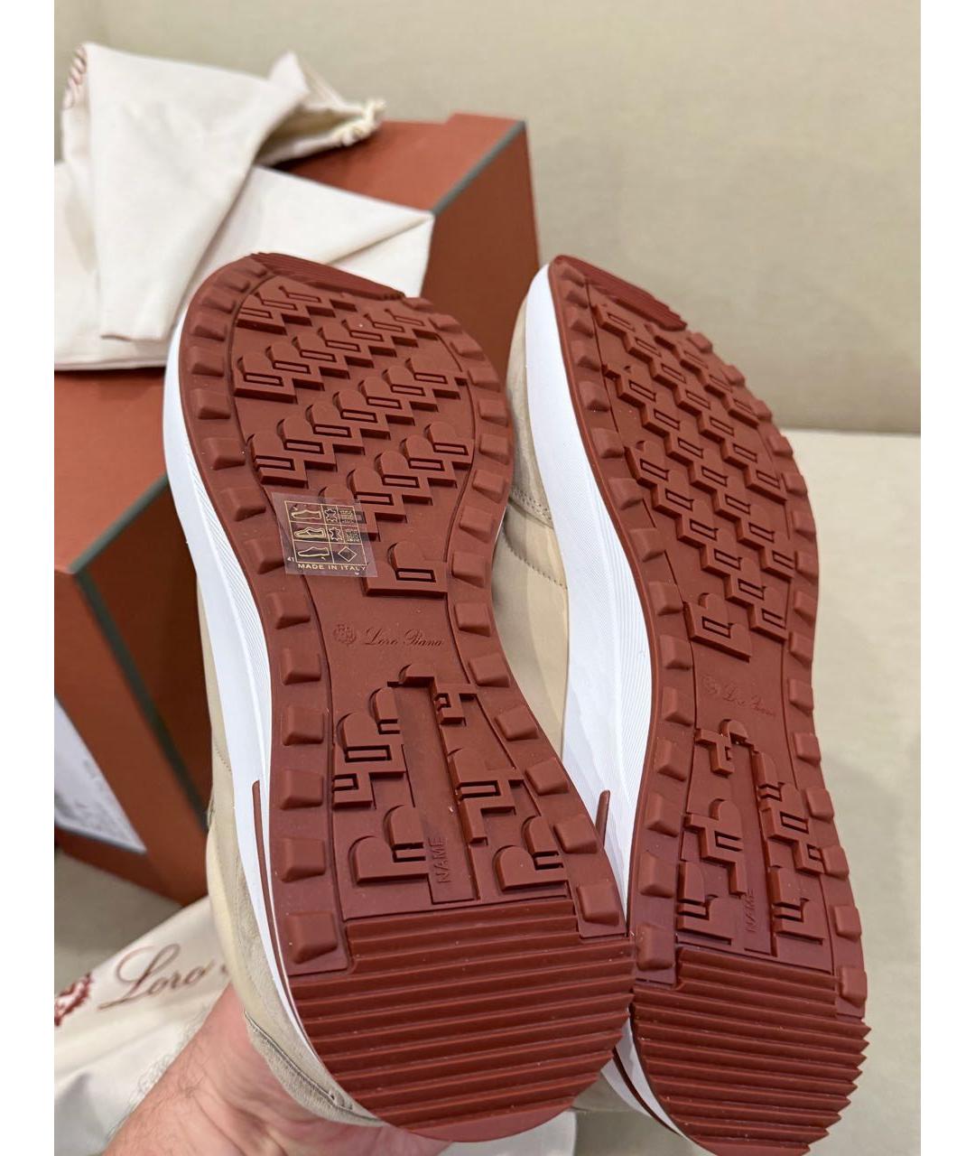 LORO PIANA Бежевые высокие кроссовки / кеды, фото 5