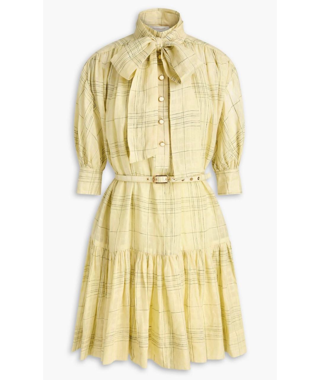 ZIMMERMANN Желтое льняное коктейльное платье, фото 4