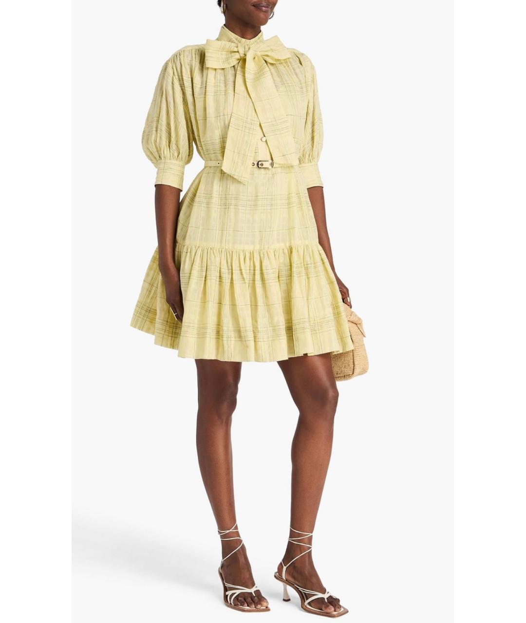 ZIMMERMANN Желтое льняное коктейльное платье, фото 2