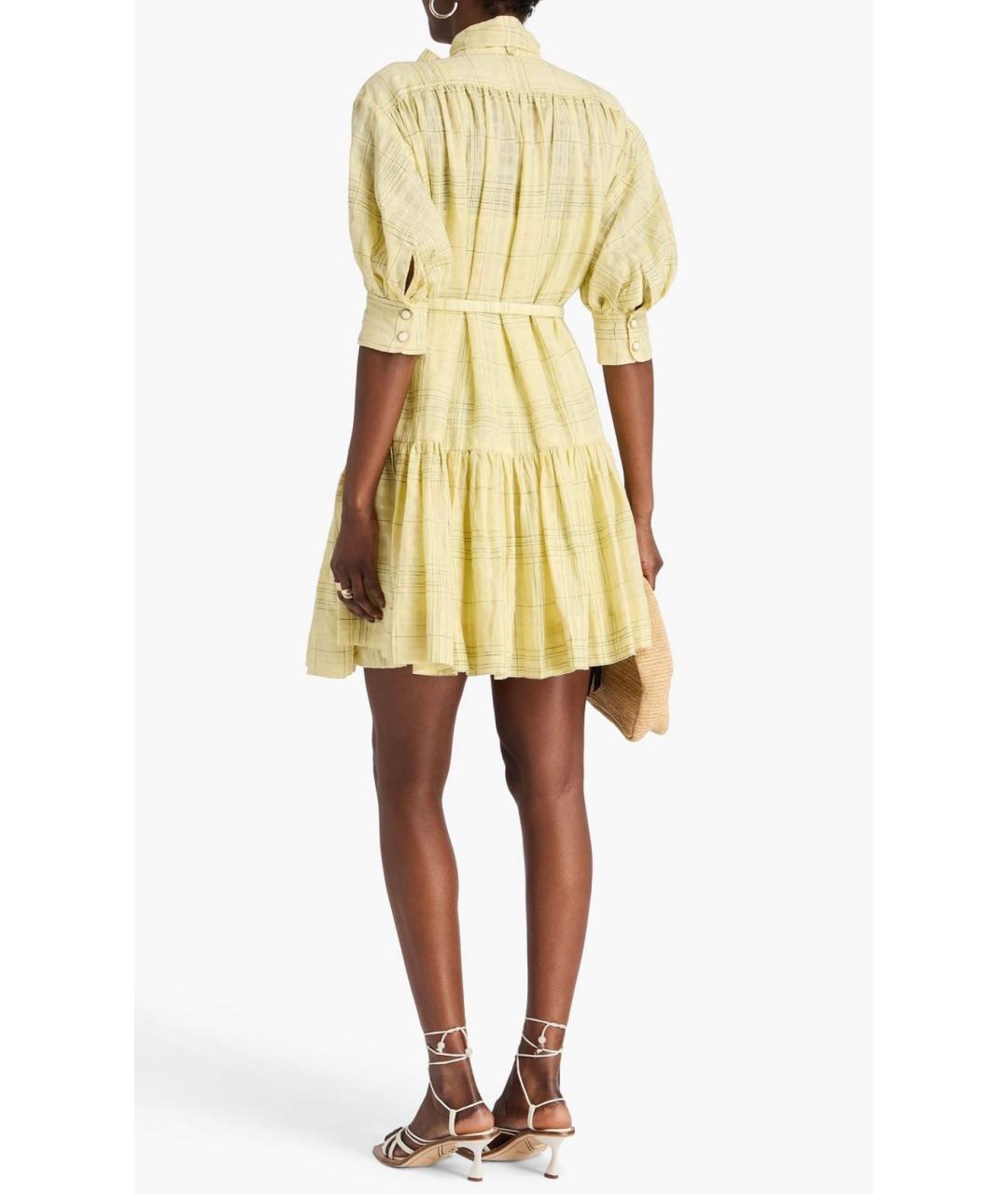 ZIMMERMANN Желтое льняное коктейльное платье, фото 3