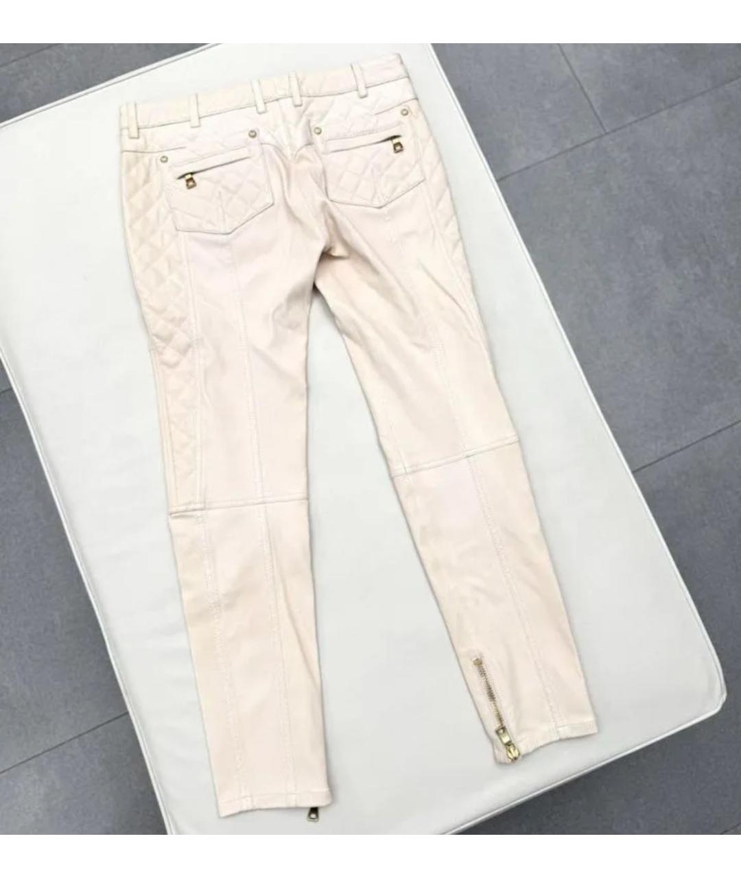 BALMAIN Бежевые кожаные брюки узкие, фото 2
