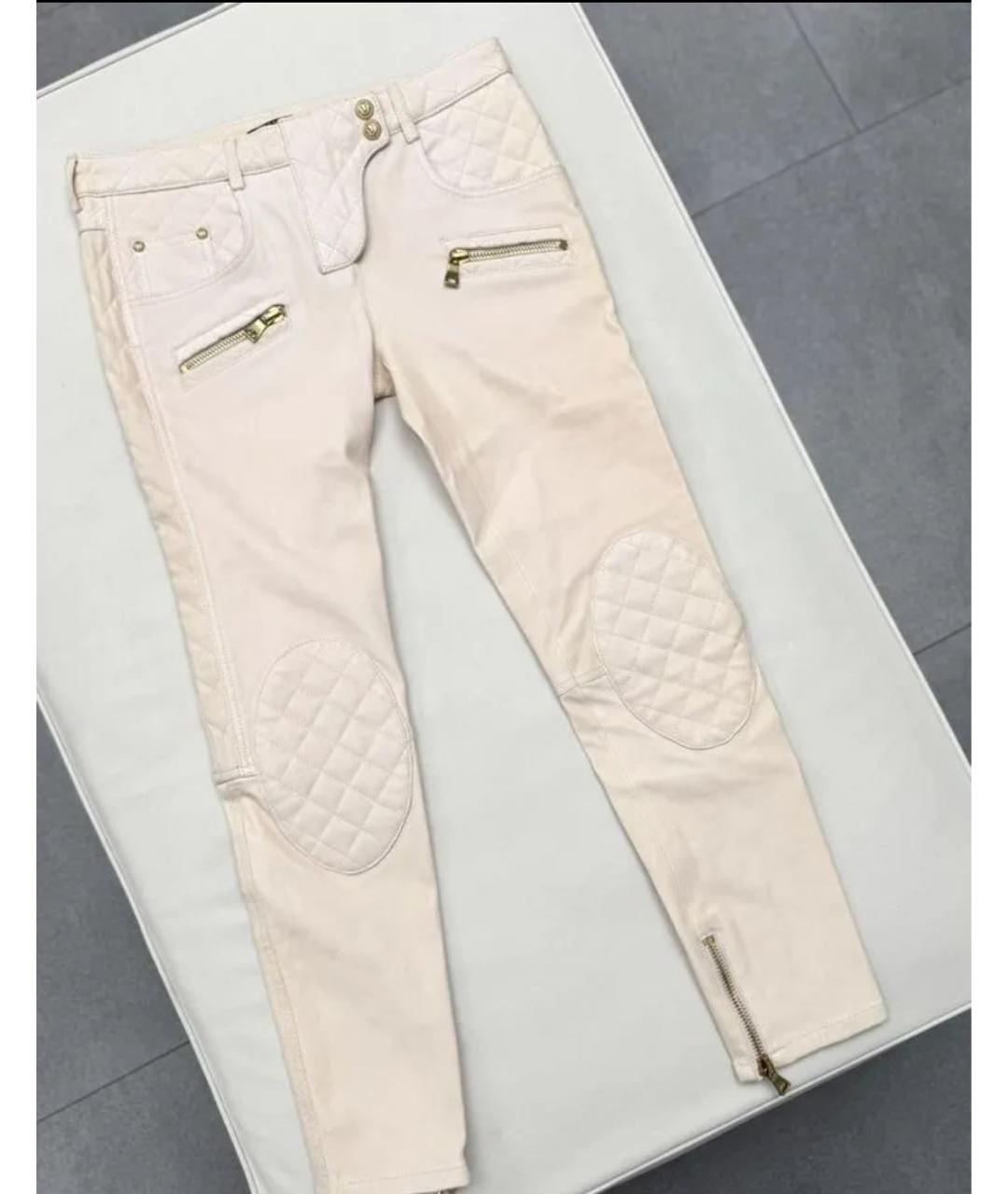 BALMAIN Бежевые кожаные брюки узкие, фото 8