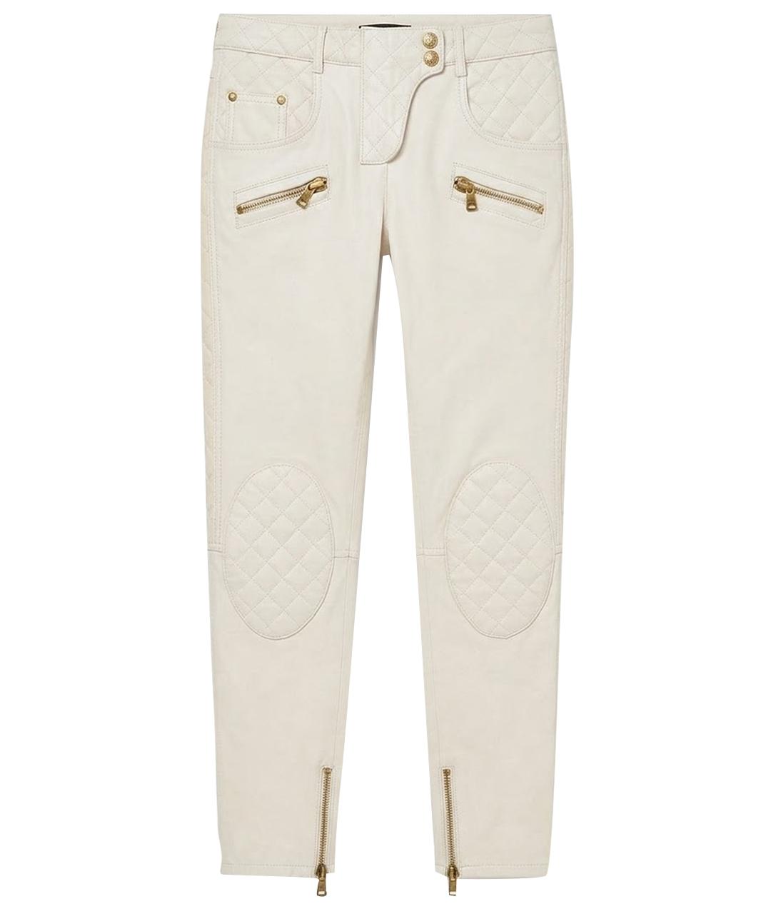 BALMAIN Бежевые кожаные брюки узкие, фото 1