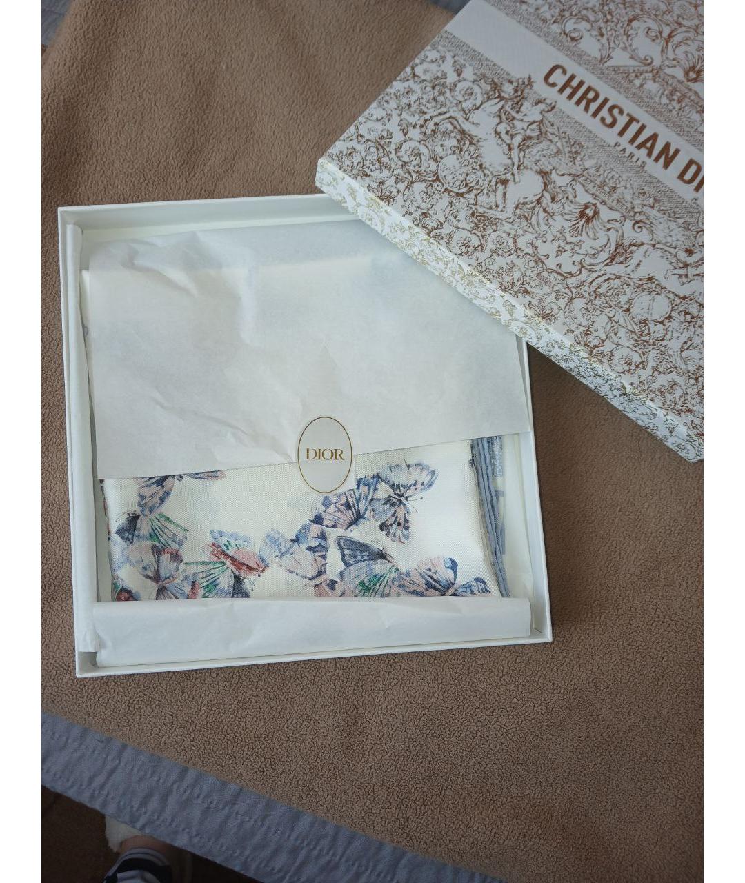 CHRISTIAN DIOR Бежевый шелковый платок, фото 4