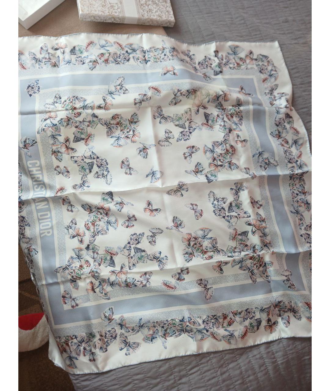 CHRISTIAN DIOR Бежевый шелковый платок, фото 5