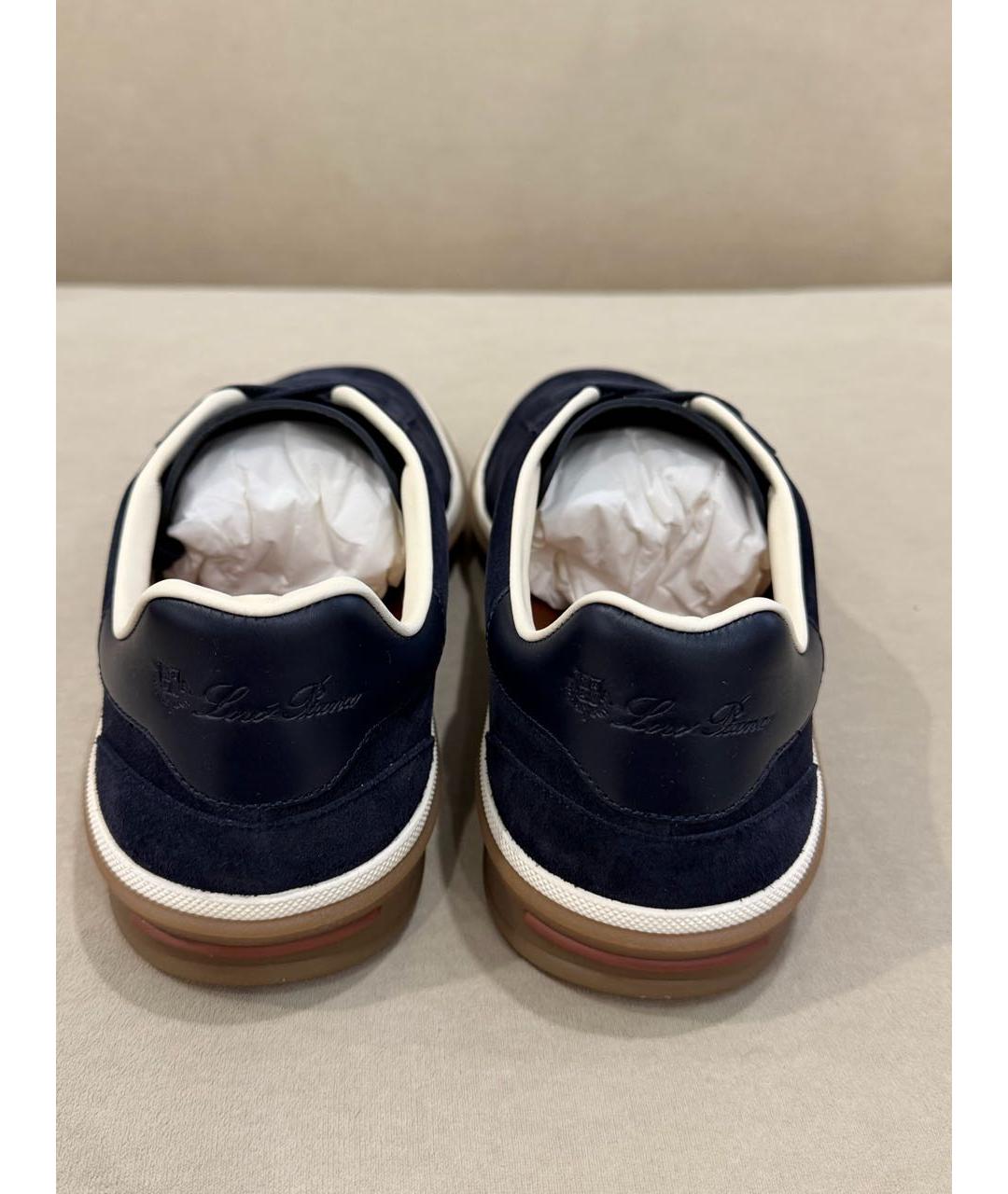 LORO PIANA Темно-синие замшевые низкие кроссовки / кеды, фото 4