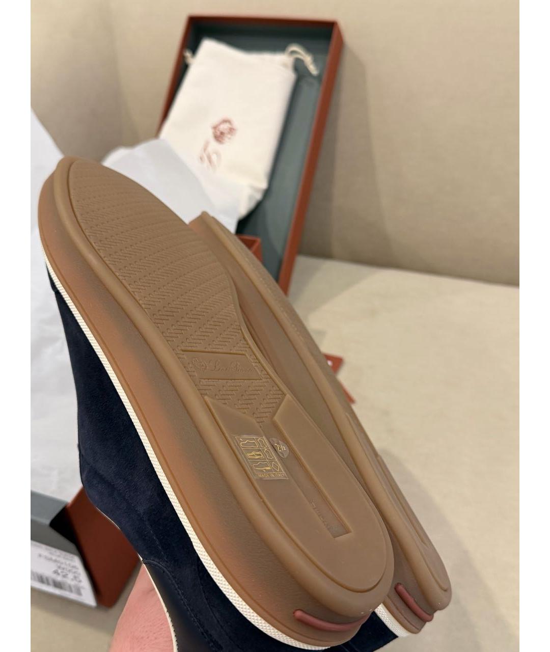 LORO PIANA Темно-синие замшевые низкие кроссовки / кеды, фото 5