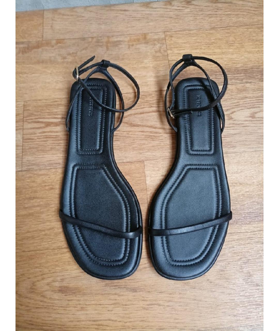 12 STOREEZ Черные кожаные босоножки, фото 3