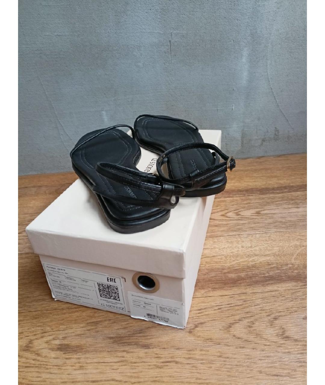 12 STOREEZ Черные кожаные босоножки, фото 5