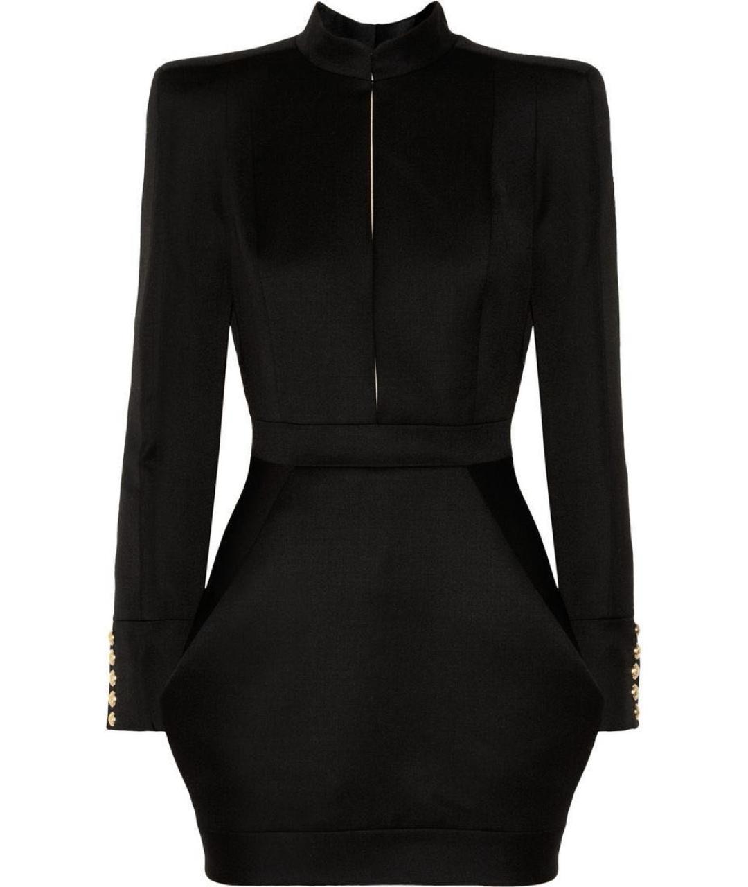 BALMAIN Черное шерстяное коктейльное платье, фото 1