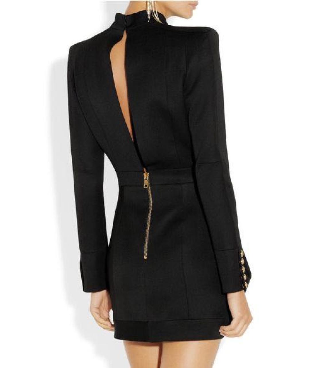 BALMAIN Черное шерстяное коктейльное платье, фото 8