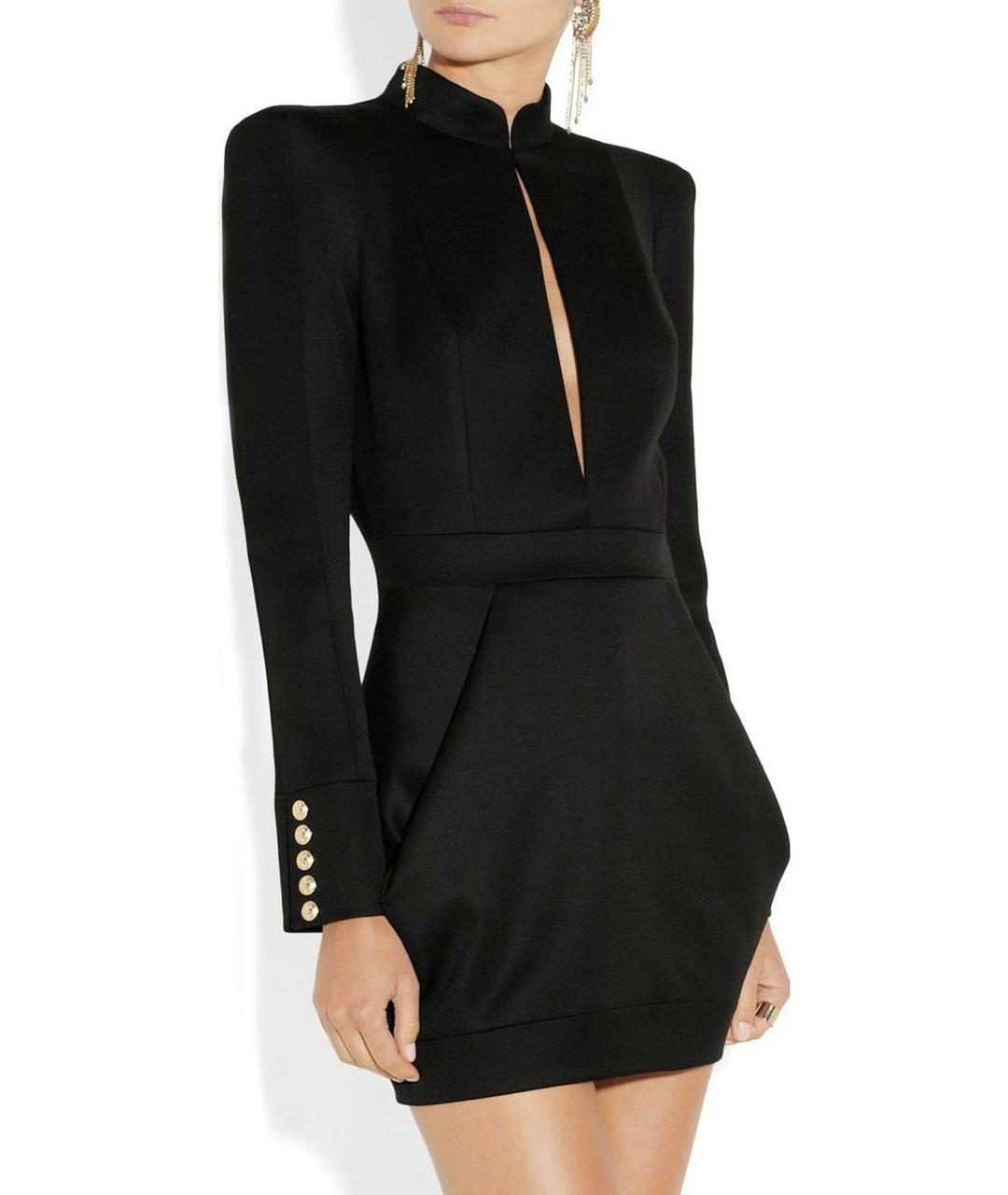 BALMAIN Черное шерстяное коктейльное платье, фото 7