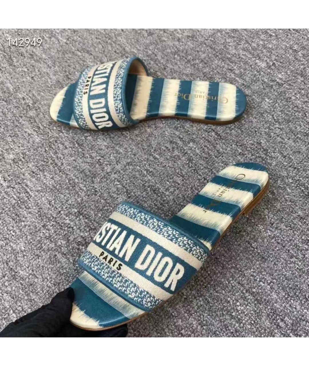 CHRISTIAN DIOR Голубые шлепанцы, фото 7