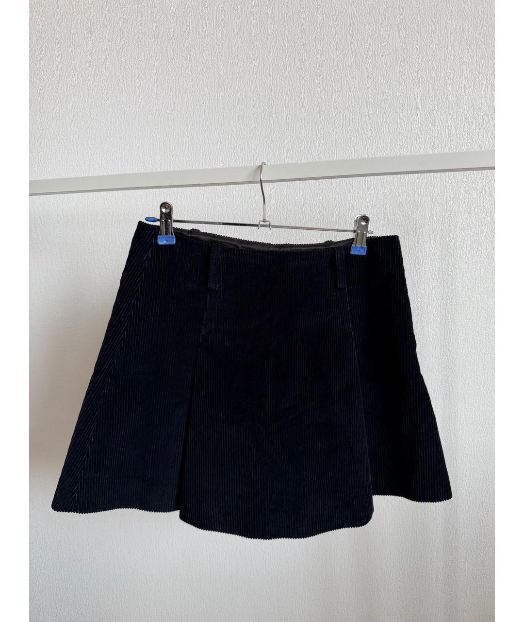 MIU MIU Темно-синяя вискозная юбка мини, фото 2