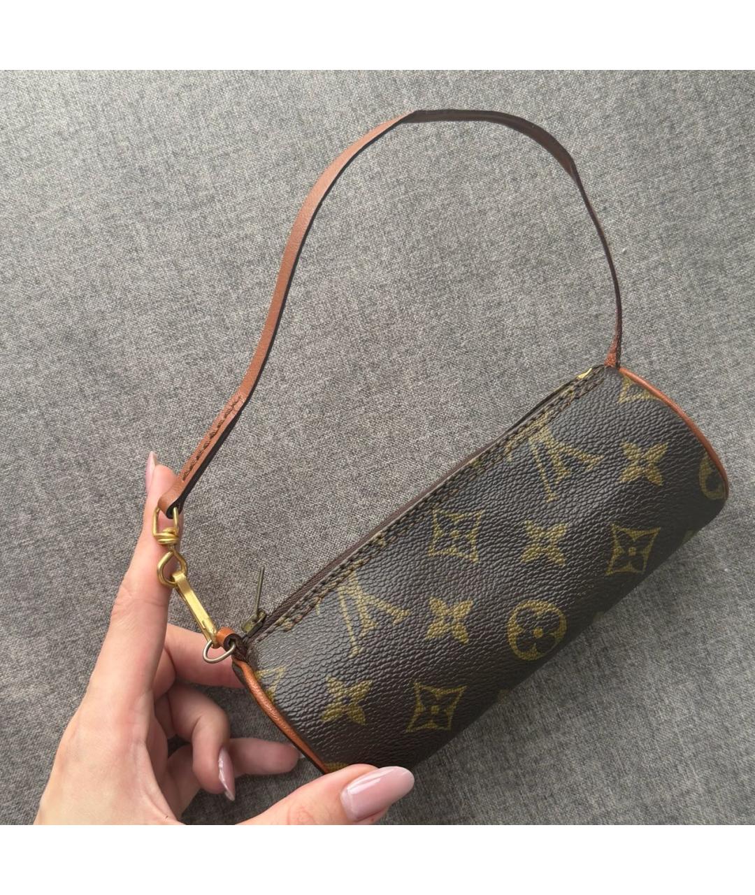 LOUIS VUITTON Коричневая кожаная сумка с короткими ручками, фото 3