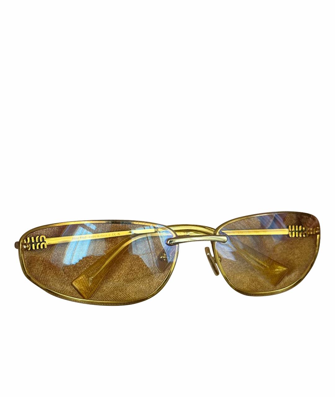 MIU MIU Желтые металлические солнцезащитные очки, фото 1