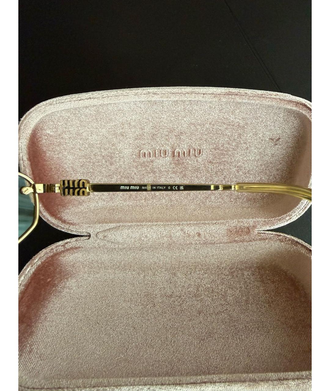 MIU MIU Желтые металлические солнцезащитные очки, фото 2